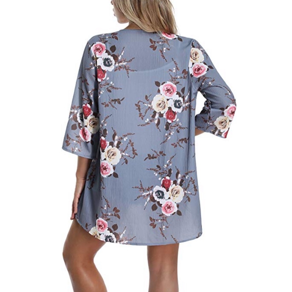 Strange Magic Floral 3/4 Sleeve Kimono Cardigan - Picture 3 of 4